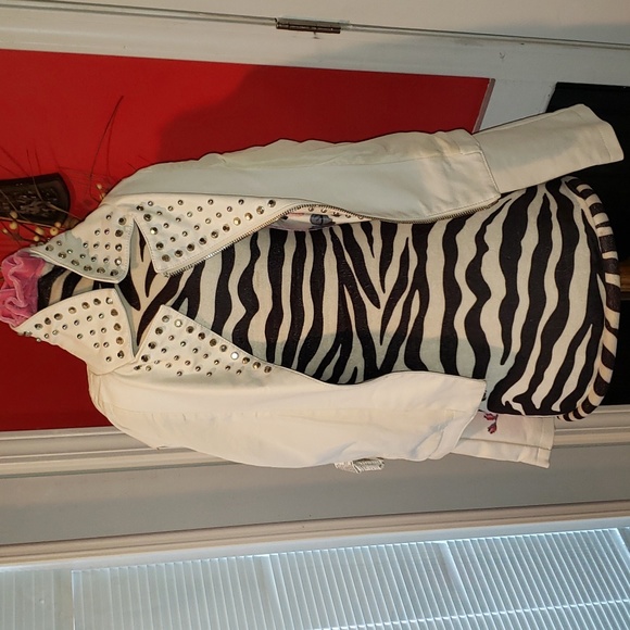 FF 💘VINTAGE EMBROIDERED FLORAL BOHO SOHO CHIC STUDDED BLAZER MOTORCYCLE JACKET - Picture 12 of 14